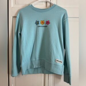 Life Is Good Women's Light Blue Floral Sweater